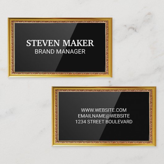 Gold Antiek Border | Achtergrond zwart-wit Visitekaartje (Voorkant / Achterkant)