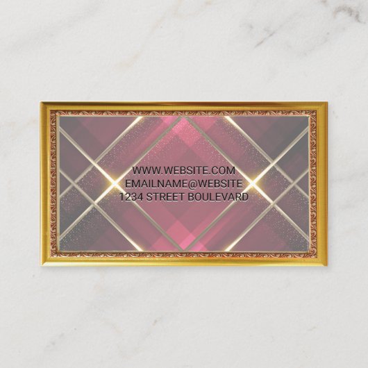 Gold Antiek Border | Rode strepen | Goudlijnen Visitekaartje (Achterkant)