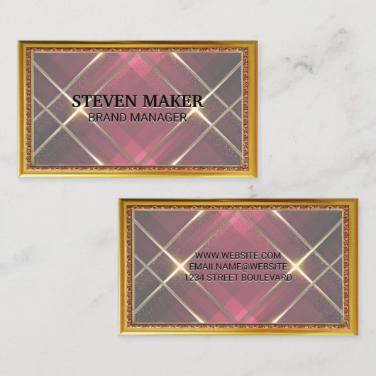 Gold Antiek Border | Rode strepen | Goudlijnen Visitekaartje (Voorkant / Achterkant)