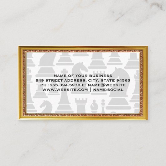 Gold Antiek Border | Schaakstukken Visitekaartje (Achterkant)