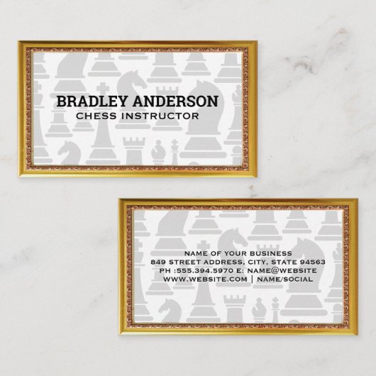 Gold Antiek Border | Schaakstukken Visitekaartje (Voorkant / Achterkant)