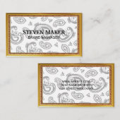 Gold Antiek Border | Zwart bloemenpatroon Visitekaartje (Voorkant / Achterkant)