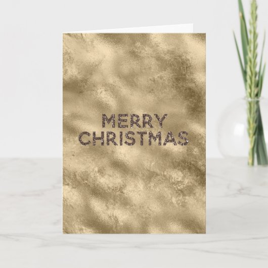 Gold Antiek Glitter Glitz Kerstmis Kaart (Voorkant)