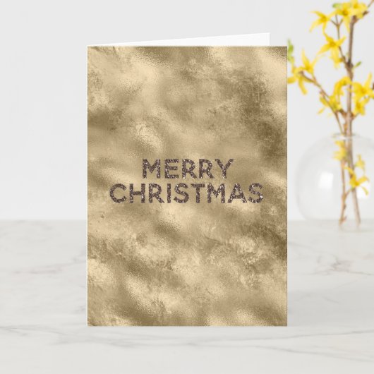 Gold Antiek Glitter Glitz Kerstmis Kaart (Gele Bloem)