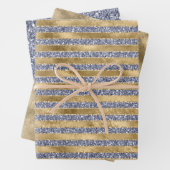 Gold Antiek Paars Glitter Glitz Stripes Inpakpapier Vel (In situ)