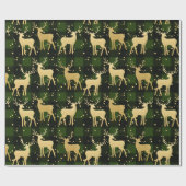 Gold Antler Reindeer Green | Buffalo Pset Pattern Cadeaupapier (Vlak)