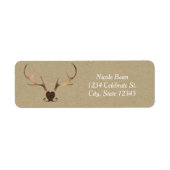Gold Antlers & Brown Paper Rustic Wedding Etiket (Voorkant)