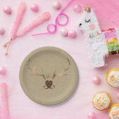Gold Antlers & Brown Paper Rustic Wedding Papieren Bordje (Feest)