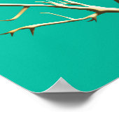 Gold Antlers op Blauwgroen Poster (Hoek)