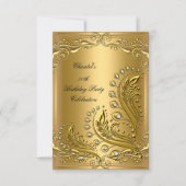 Gold Any Age Elegant Birthday Party Floral Kaart (Voorkant)
