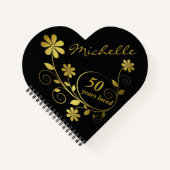 Gold Any Age Verjaardagsfeest Hart Gastboek Notitieboek (Voorkant)