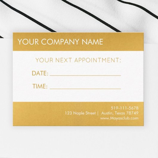 Gold Appointment Reminder Kaart