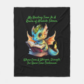 Gold Aqua Baby Dragon Warning Leesboek Stem Fleece Deken (Voorkant)