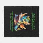 Gold Aqua Baby Dragon Warning Leesboek Stem Fleece Deken (Voorkant (Horizontaal))