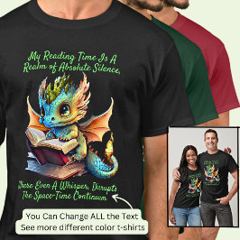 Gold Aqua Baby Dragon Warning Leesboek Stem T-shirt