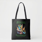 Gold Aqua Baby Dragon Warning Leesboek Stem Tote Bag (Voorkant)