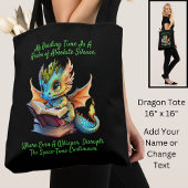 Gold Aqua Baby Dragon Warning Leesboek Stem Tote Bag