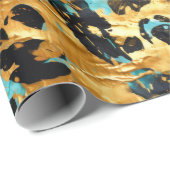 Gold Aqua Black Leopard Animal Cadeaupapier (Rol Hoek)