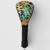 Gold Aqua Black Leopard Animal Golfheadcover (Voorkant)