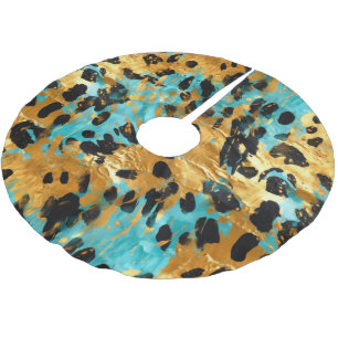 Gold Aqua Black Leopard Animal Kerstboom Rok