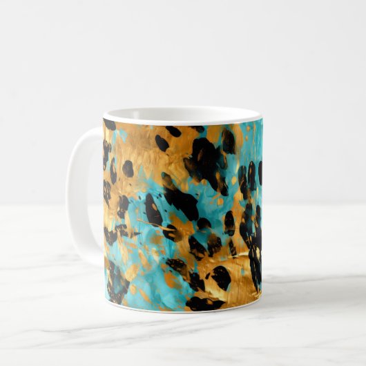 Gold Aqua Black Leopard Animal Koffiemok (Voorkant links)