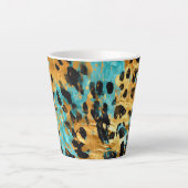 Gold Aqua Black Leopard Animal Latte Mok (Voorkant)