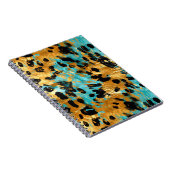 Gold Aqua Black Leopard Animal Notitieboek (Rechterzijde)