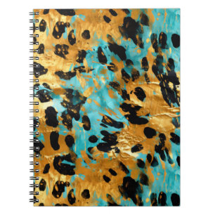 Gold Aqua Black Leopard Animal Notitieboek