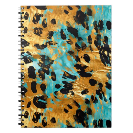 Gold Aqua Black Leopard Animal Notitieboek (Voorkant)