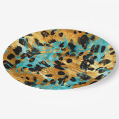 Gold Aqua Black Leopard Animal Papieren Bordje (Gekanteld)