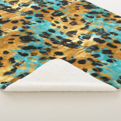 Gold Aqua Black Leopard Animal Sherpa Deken (3/4)