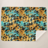 Gold Aqua Black Leopard Animal Sherpa Deken (Voorkant (horizontaal))