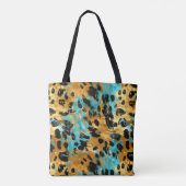 Gold Aqua Black Leopard Animal Tote Bag (Achterkant)