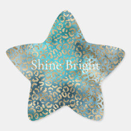 Gold Aqua Blauwgroen blauw leopardafdrukken Ster Sticker