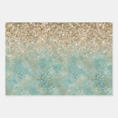 Gold Aqua Blauwgroen Turquoise Glam Leopard Print Inpakpapier Vel (Voorkant 2)