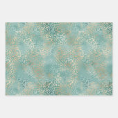 Gold Aqua Blauwgroen Turquoise Glam Leopard Print Inpakpapier Vel (Voorkant)