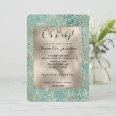 Gold Aqua Blauwgroen Turquoise Glam Luipaard Print Kaart (Staand voorkant)