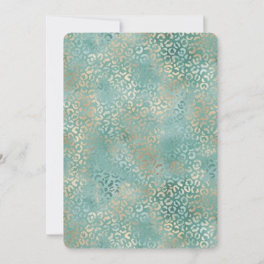 Gold Aqua Blauwgroen Turquoise Glam Luipaard Print Kaart (Achterkant)