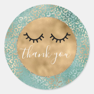Gold Aqua Blauwgroen Turquoise Luipaard Print Dank Ronde Sticker