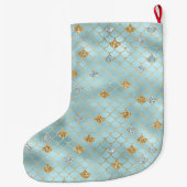 Gold Aqua Blue Glitter Mermaid Sparkle Grote Kerstsok (Achterkant)