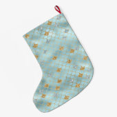 Gold Aqua Blue Glitter Mermaid Sparkle Grote Kerstsok (Achterkant (Hangend))