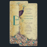 Gold Aqua Eggplant Art Nouveau Peacock Wedding Kaart<br><div class="desc">gouddampkapper in Eggplant en Aqua</div>