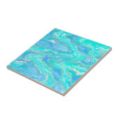 Gold, Aqua en Blue Abstract Tegeltje (Zijkant)