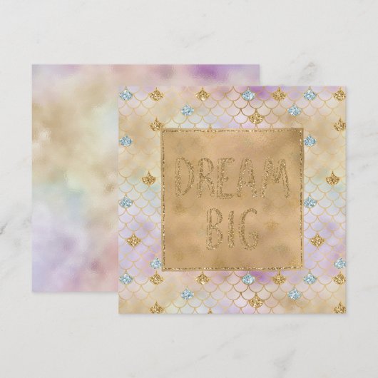 Gold Aqua Glitter Dream Paarse Mermaid (Voorkant / Achterkant)