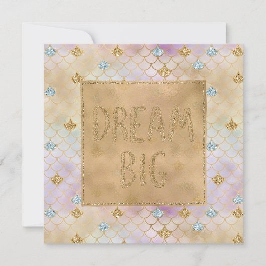 Gold Aqua Glitter Dream Paarse Mermaid (Voorkant)