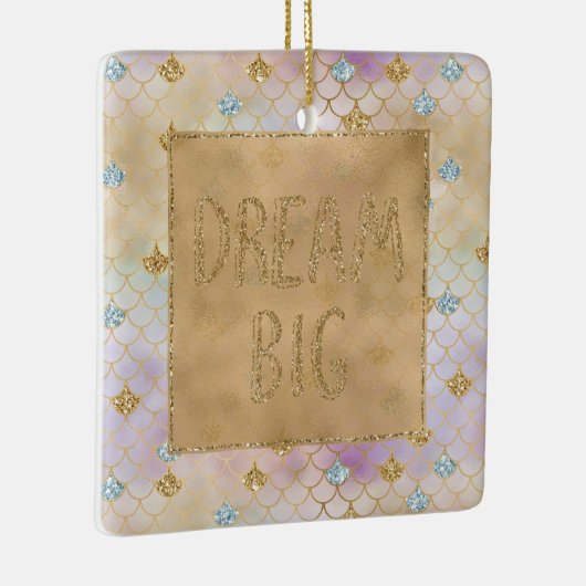 Gold Aqua Glitter Dream Paarse Mermaid          Keramisch Ornament (Rechts)