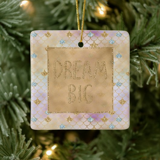 Gold Aqua Glitter Dream Paarse Mermaid          Keramisch Ornament (Boom)