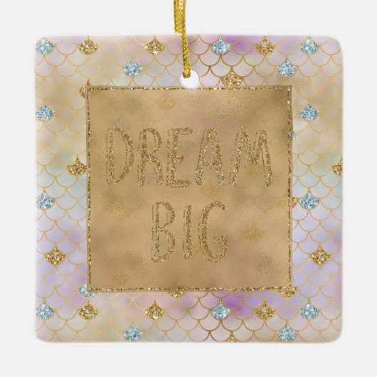 Gold Aqua Glitter Dream Paarse Mermaid          Keramisch Ornament (Voorkant)