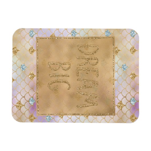 Gold Aqua Glitter Dream Paarse Mermaid Magneet (Horizontaal)