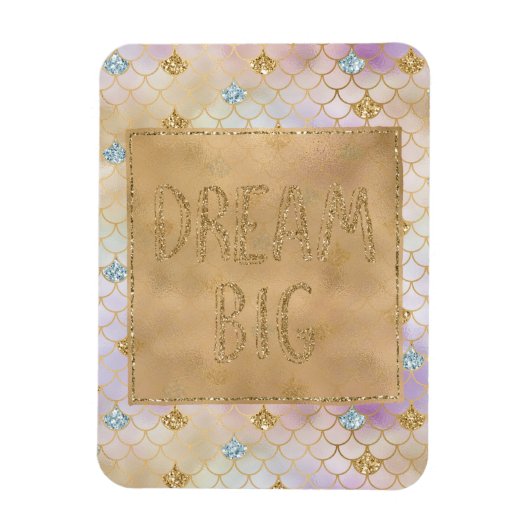 Gold Aqua Glitter Dream Paarse Mermaid Magneet (Verticaal)